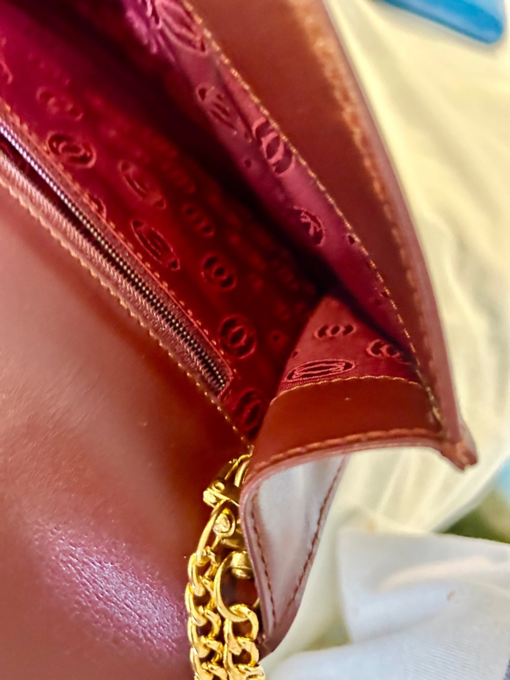 Cartier Leather Clutch. Beautiful, burgundy. New.  Can be used as shoulder bag. - Picture 5 of 16